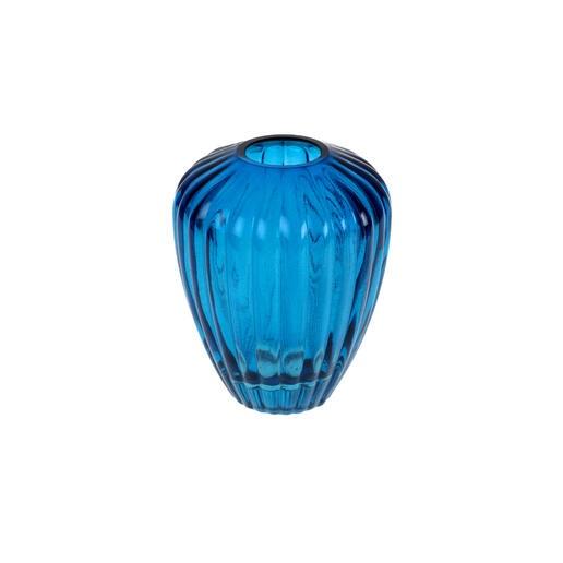 Minivase med riller, oval - blå