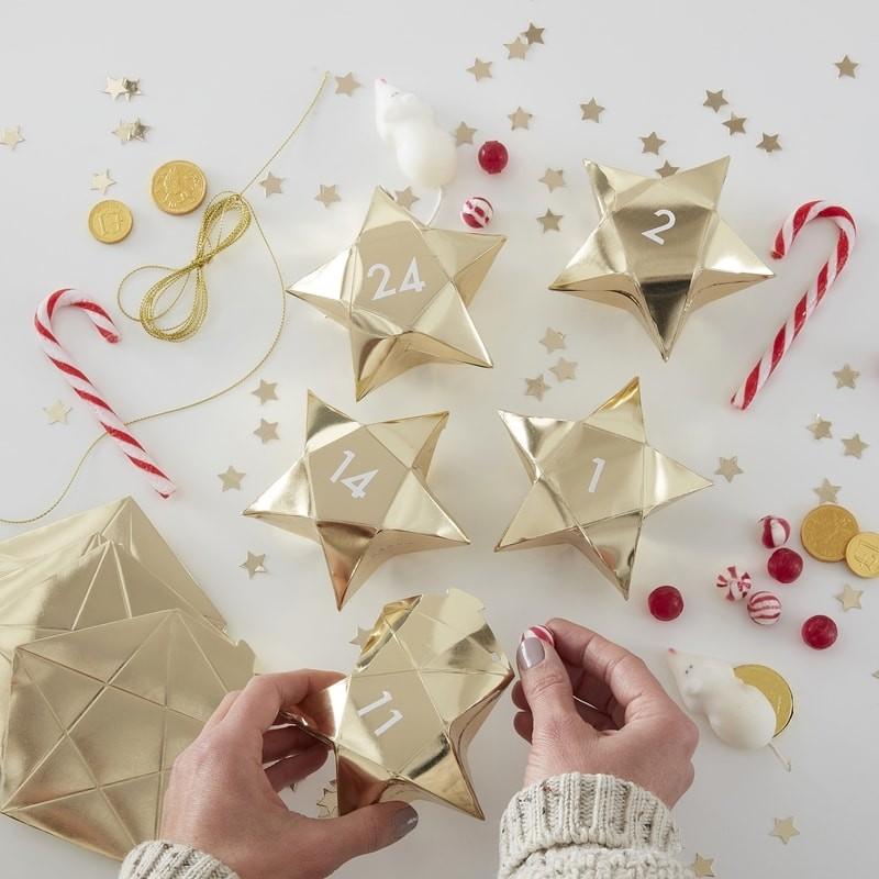 Adventskalender stjerner - gull
