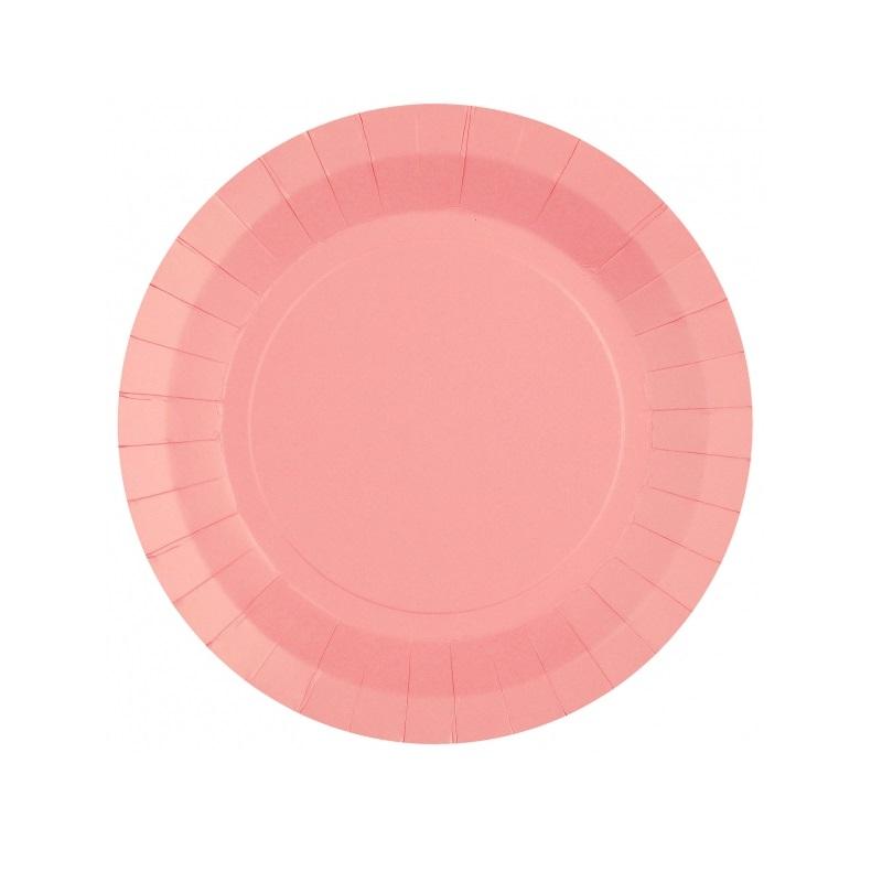 Papptallerkener 22 cm, rosa - 10 stk