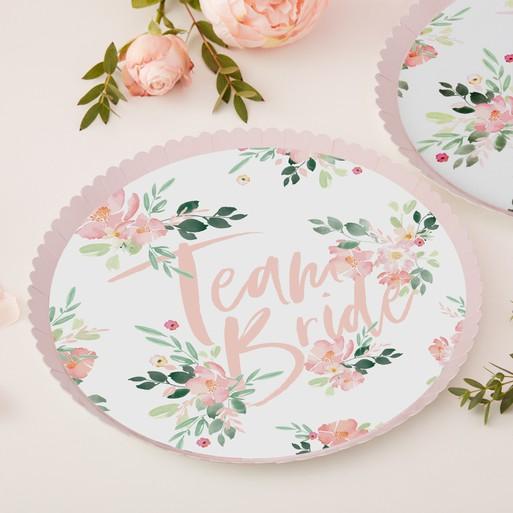 Papptallerkener Floral, Team Bride – 8 stk