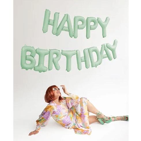 Ballongbanner, happy birthday - matt grønn