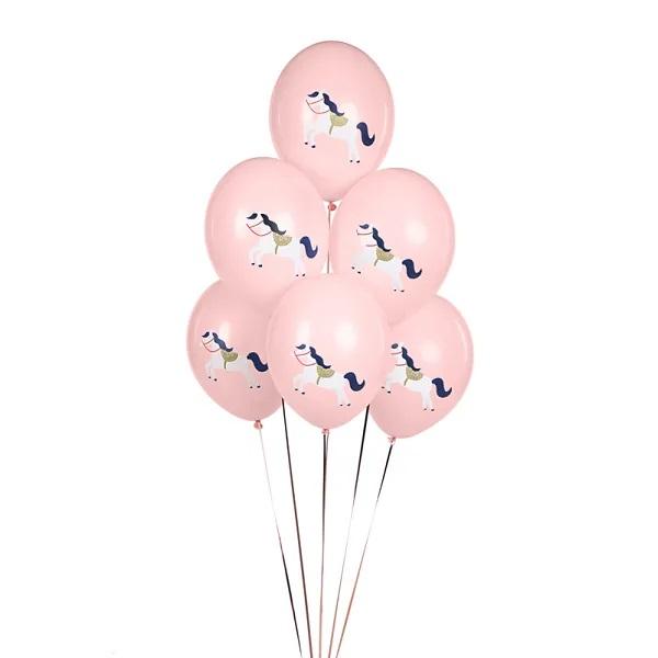 Ballonger rosa med hester - 6 stk