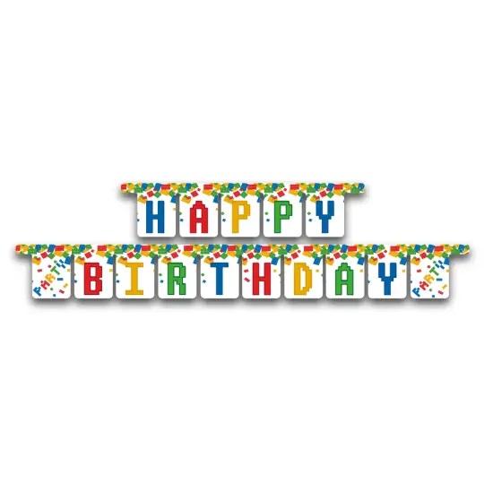 Bursdagsbanner, Byggeklosser - 3m