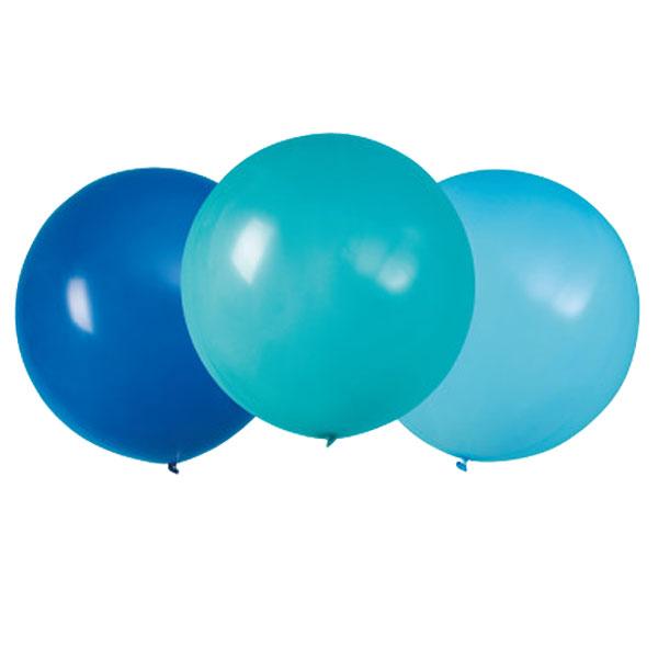 Ballonger, blå og grønn 60 cm - 3 stk
