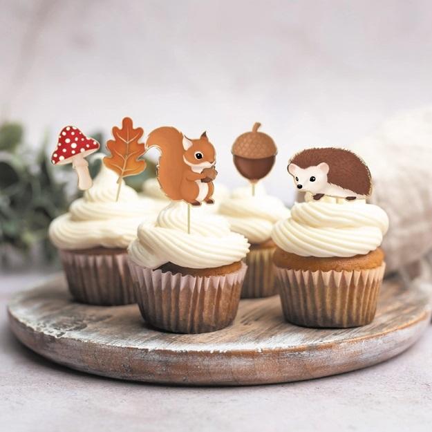 Cupcakepynt, søte skogsdyr - 10 stk