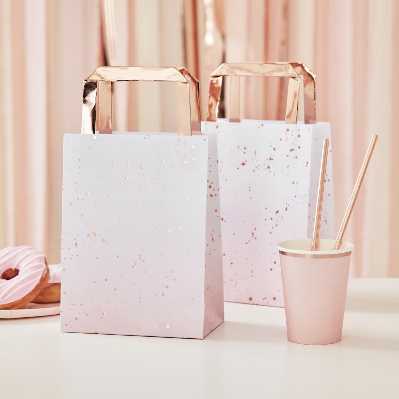 Gaveposer rosa og flekket rosegull – 5 stk