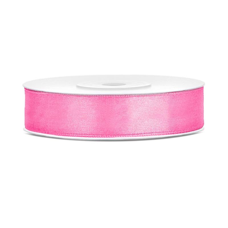 Silkebånd 12mm, rosa – 25 m