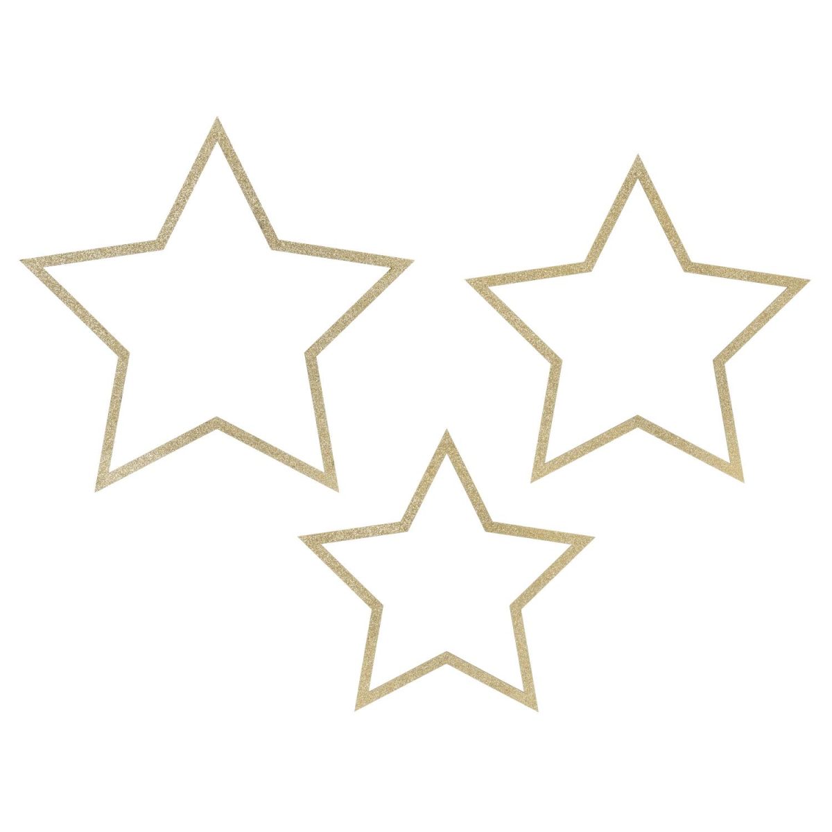 Pyntestjerner, gullglitter - 3 stk