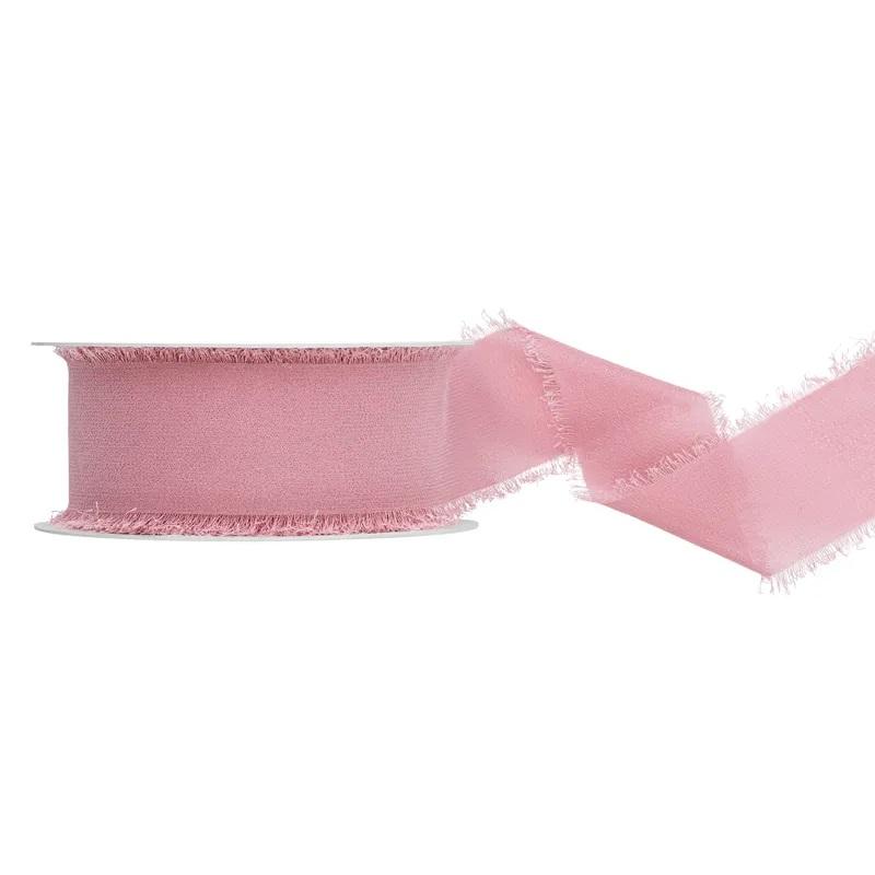 Frynsebånd chiffon 40mm, dark dusty rose - 10 m