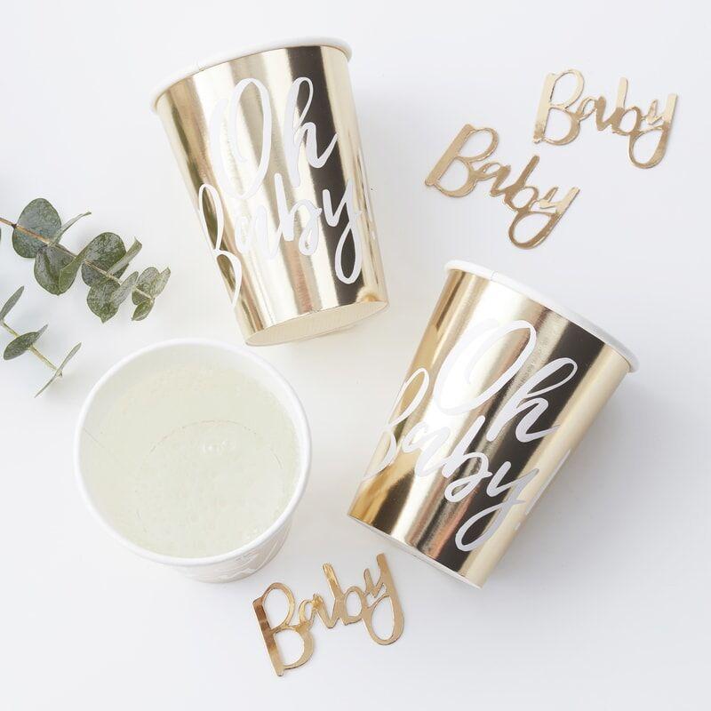 Pappkopper gull, Oh baby - 8 stk