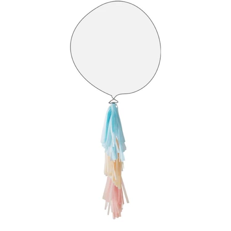 Ballonghale tassels, 35 cm - Blå og rosa