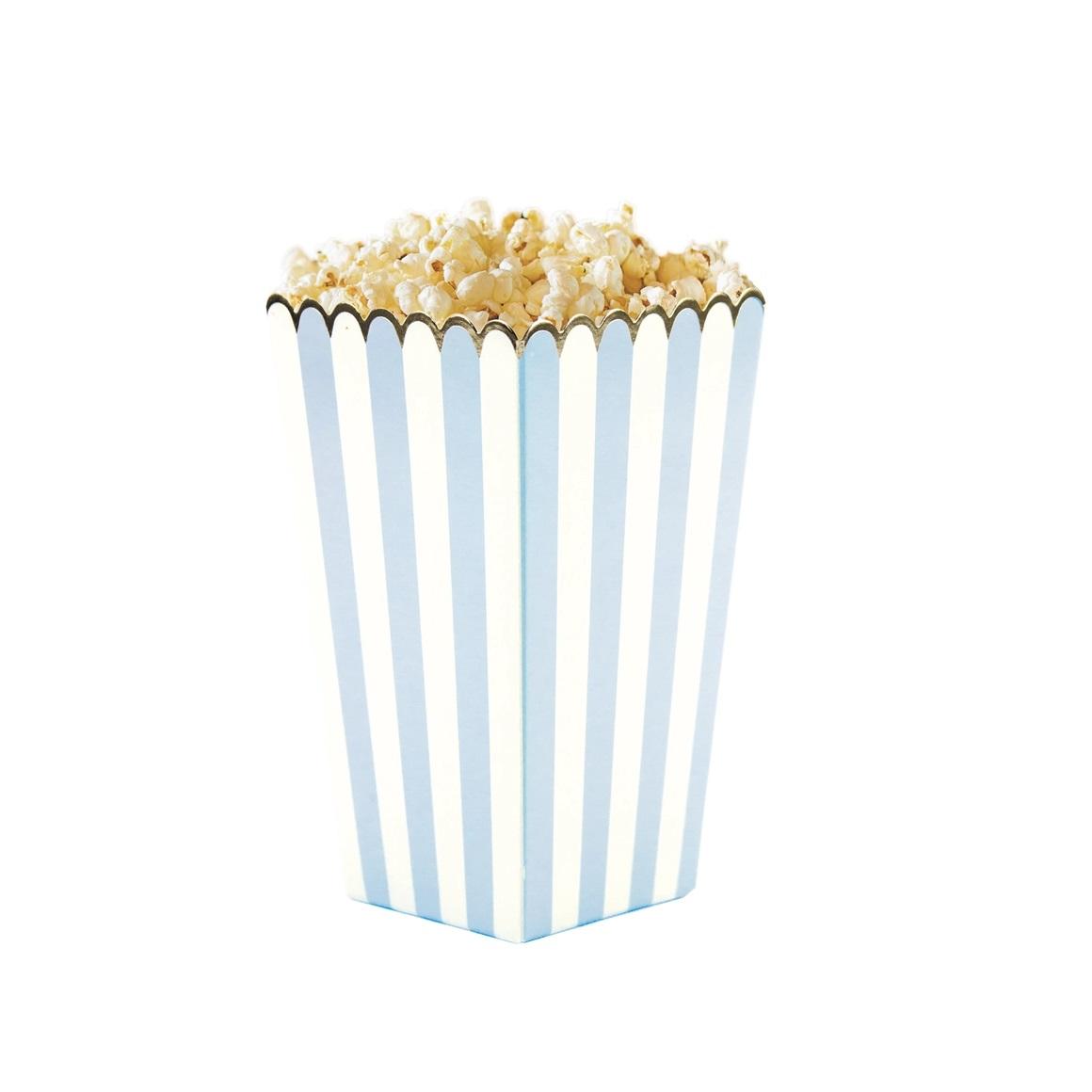 Snacksbokser stripet lys blå med sølvkant - 8 stk