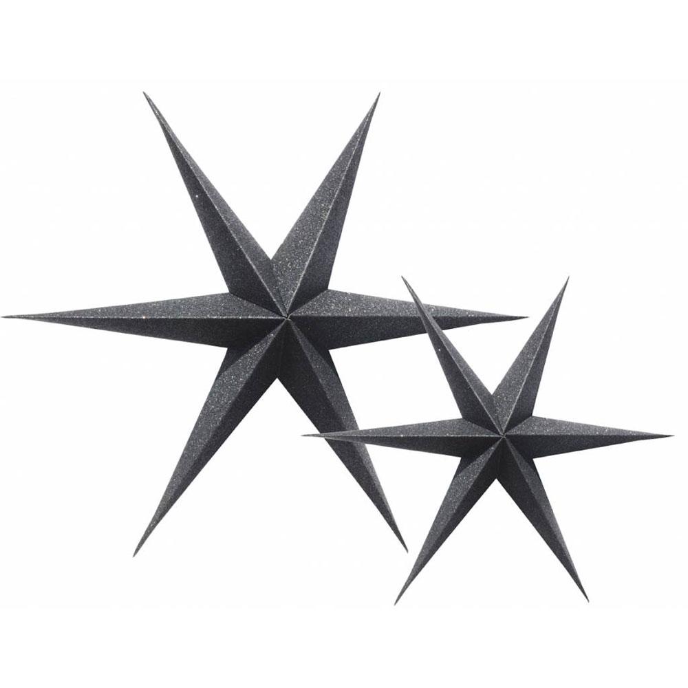 Glitterstjerner svart - 2 stk