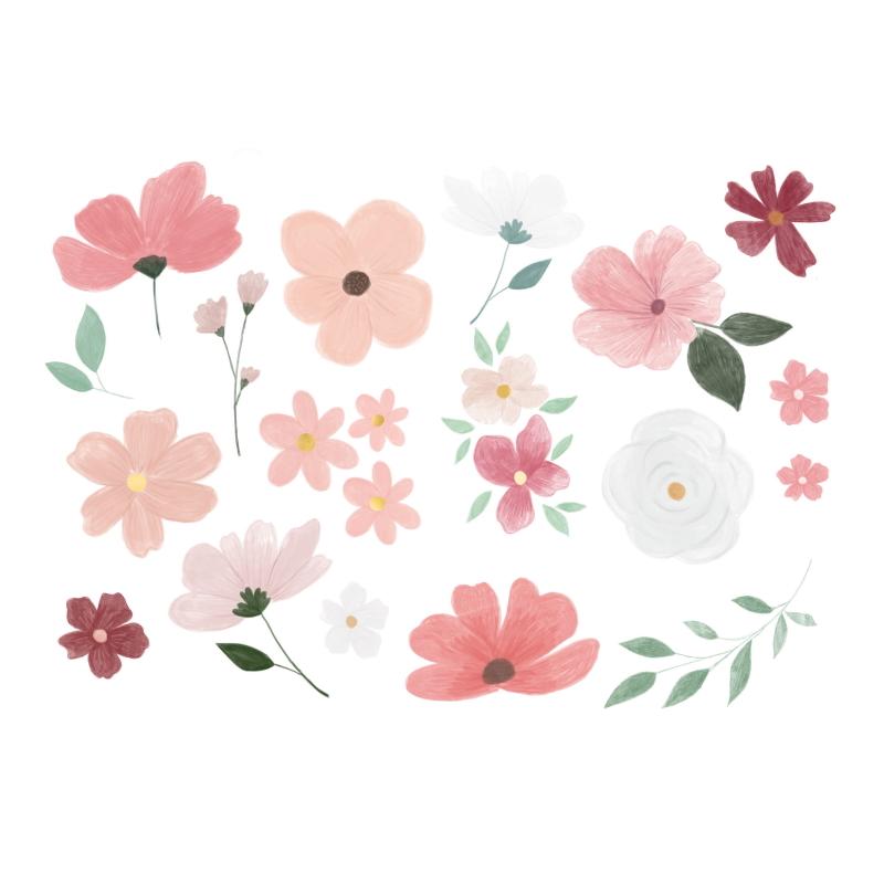 Midlertidige tatoveringer, blomster rosatoner - 19 stk