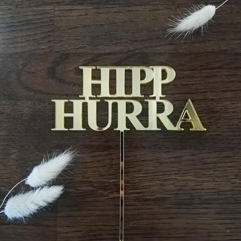 Kakepynt, speil gull - Hipp hurra