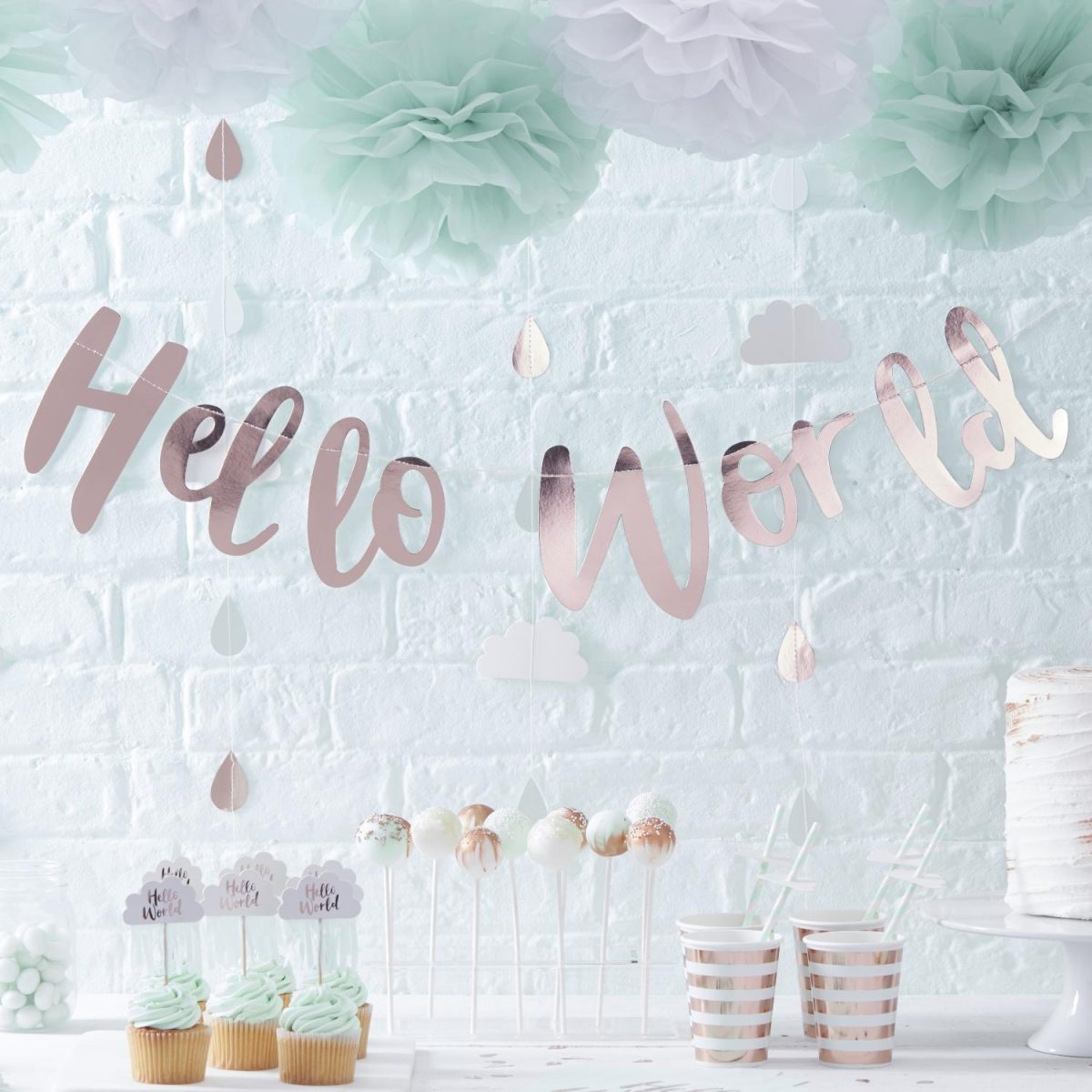 Banner, Hello World - Metallic rosegull