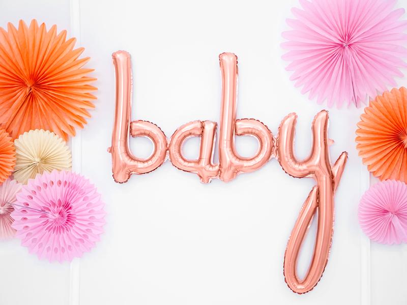 Ballongbanner små bokstaver, BABY - rosegull