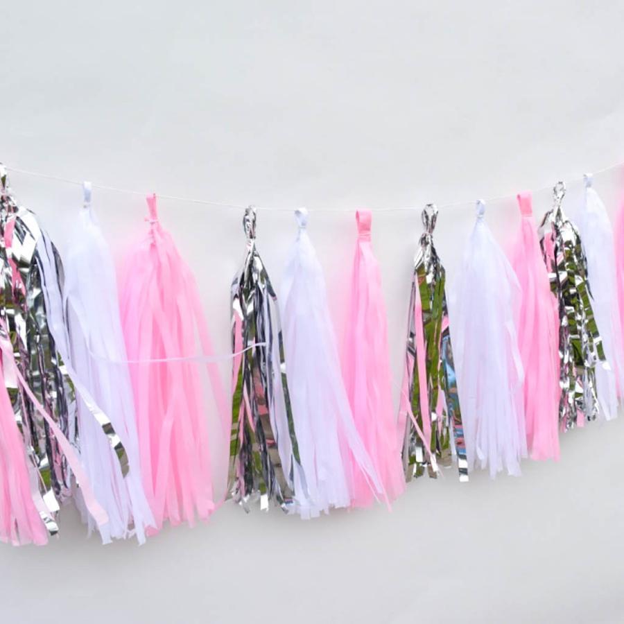 Girlander tassel eksklusiv - Sølv og rosa