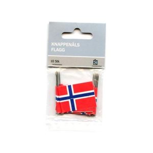 Kakeflagg med knappenål, Norge – 10 stk