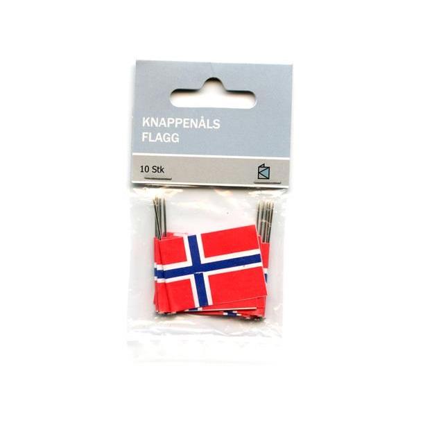 Kakeflagg med knappenål, Norge – 10 stk