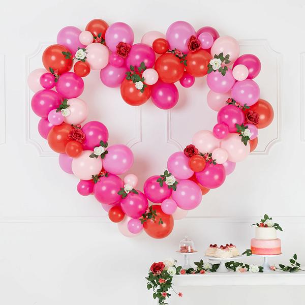 Ballonghjerte med ramme, rød og rosa – 68 deler