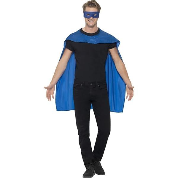 Superheltkappe og maske - blå