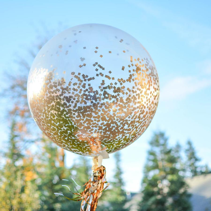 Konfettiballong premium 90 cm - rosegull