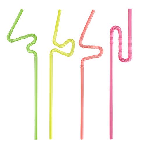 Sugerør neon 5x250 mm formbart - 50 stk