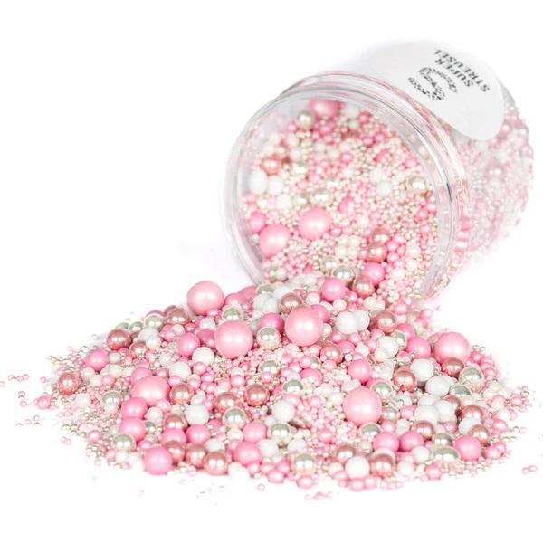 Kakestrøssel - Rosa, sølv og hvitt