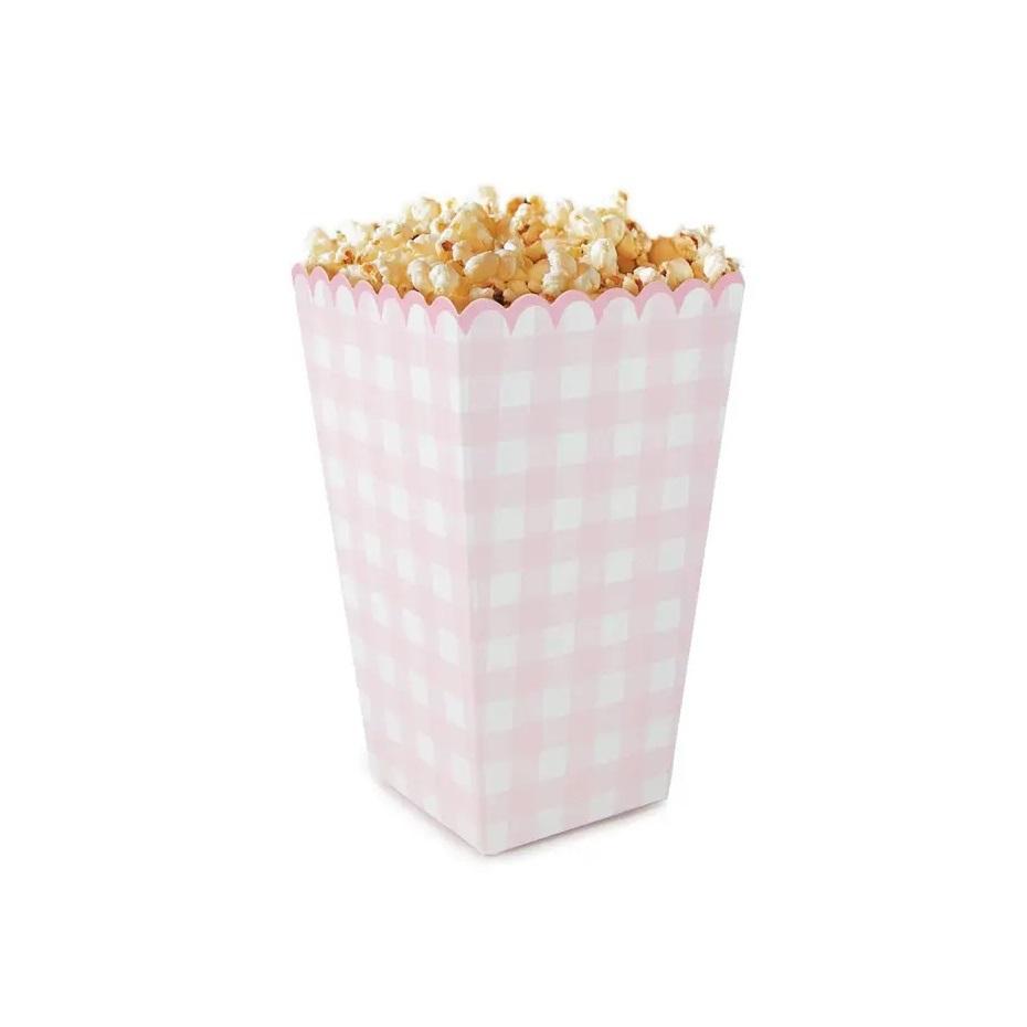 Snacksbokser, rutete lys rosa - 8 stk