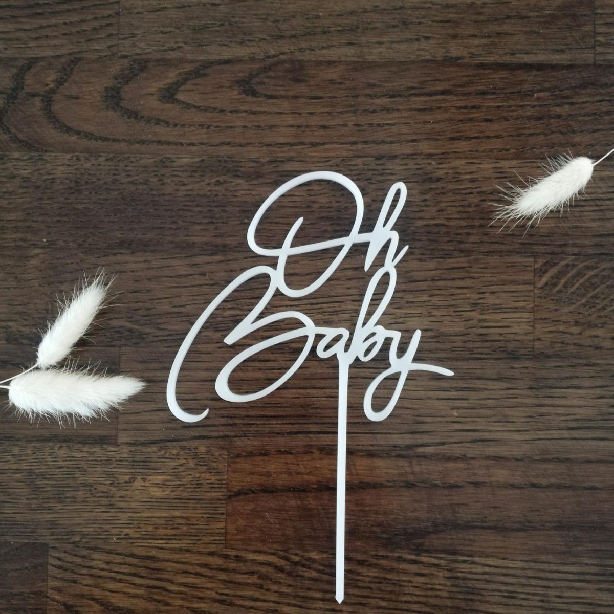 Kakepynt, hvit - Oh baby