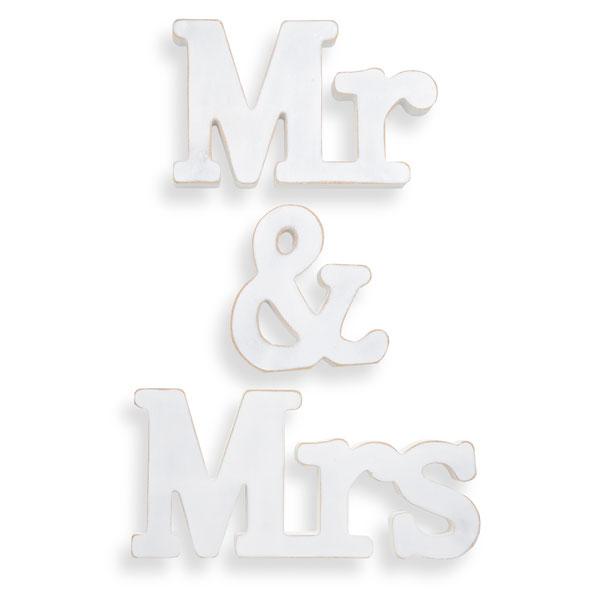 Bordbokstaver, hvitt treverk - Mr og Mrs