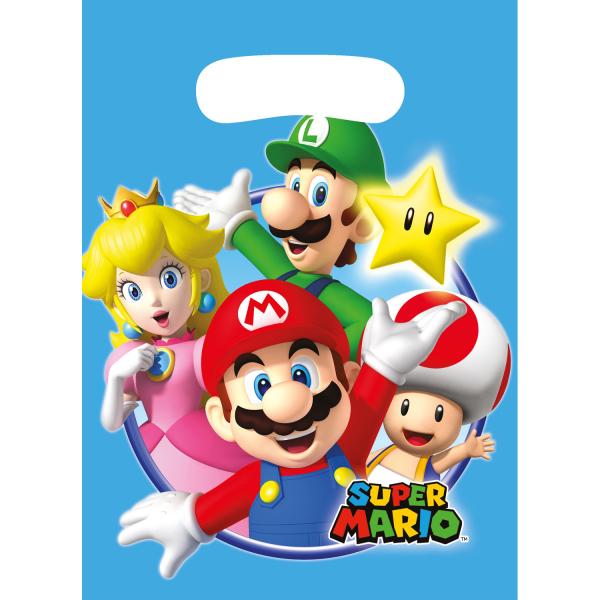 Godteposer plast, Super Mario - 8 stk
