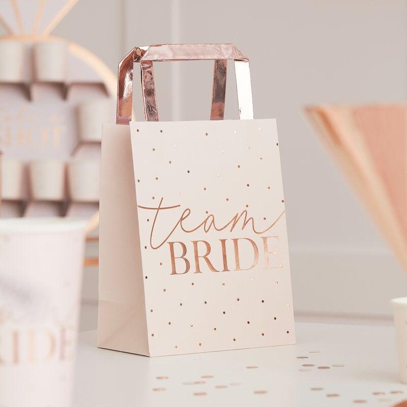 Gaveposer team bride, rosa og rosegull – 5 stk