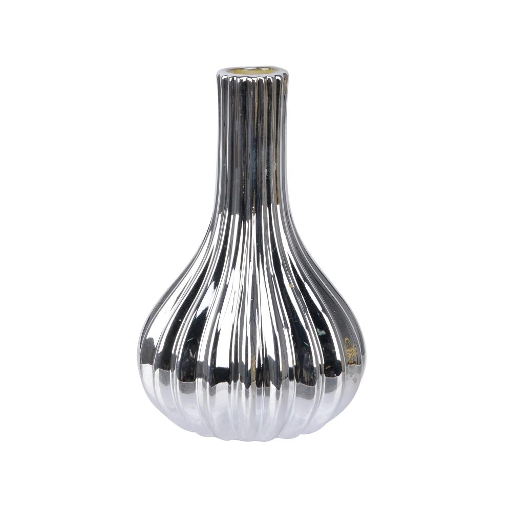 Minivase med riller, grace - metallic sølv