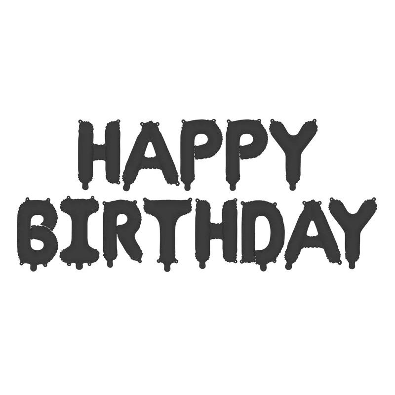 Ballongbanner, svart - Happy birthday