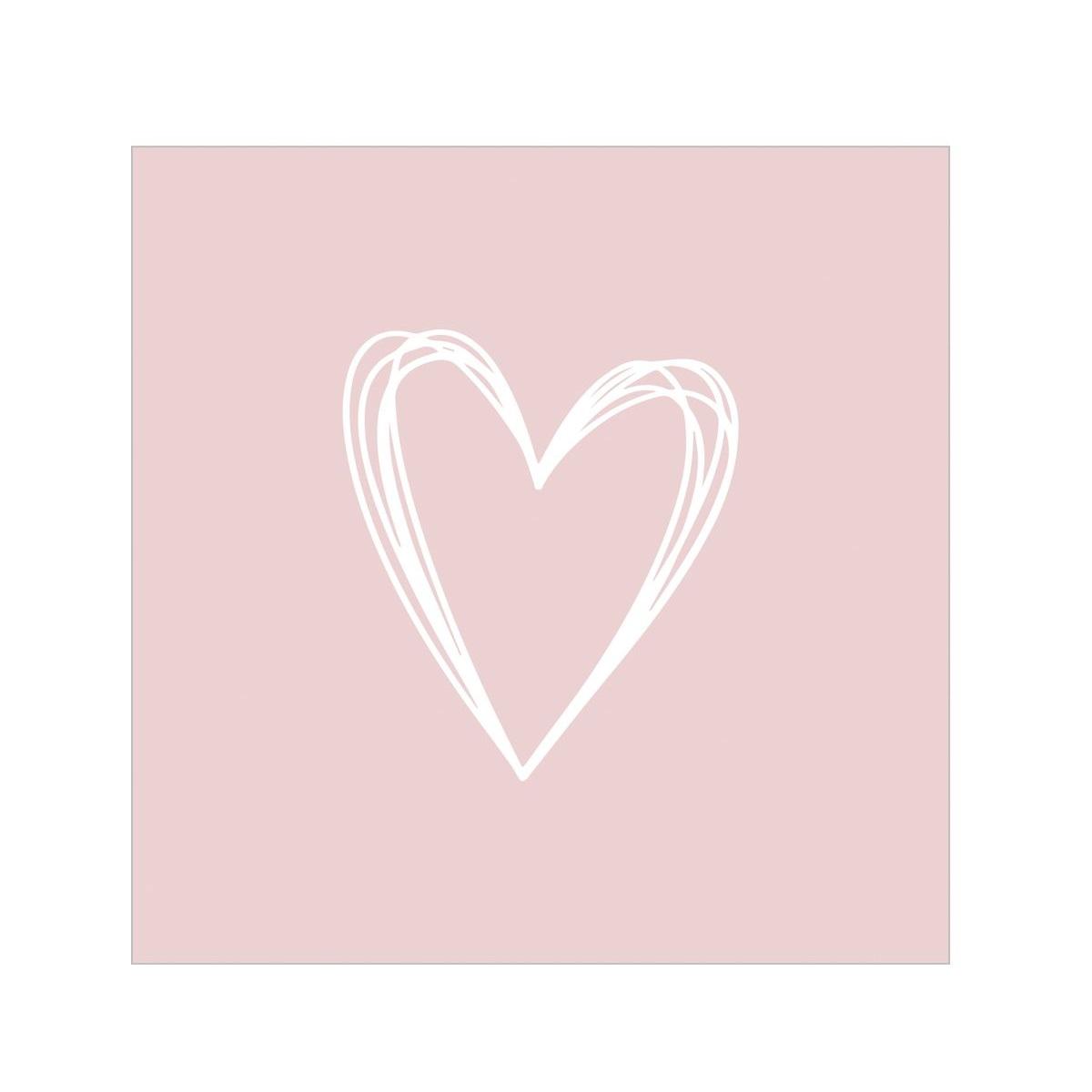 Servietter kaffe hjerte, rosa - 20 stk