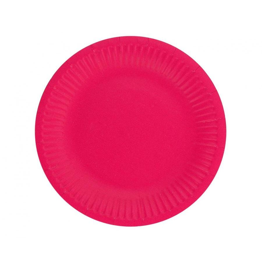 Papptallerkener 18 cm, mørk rosa - 6 stk