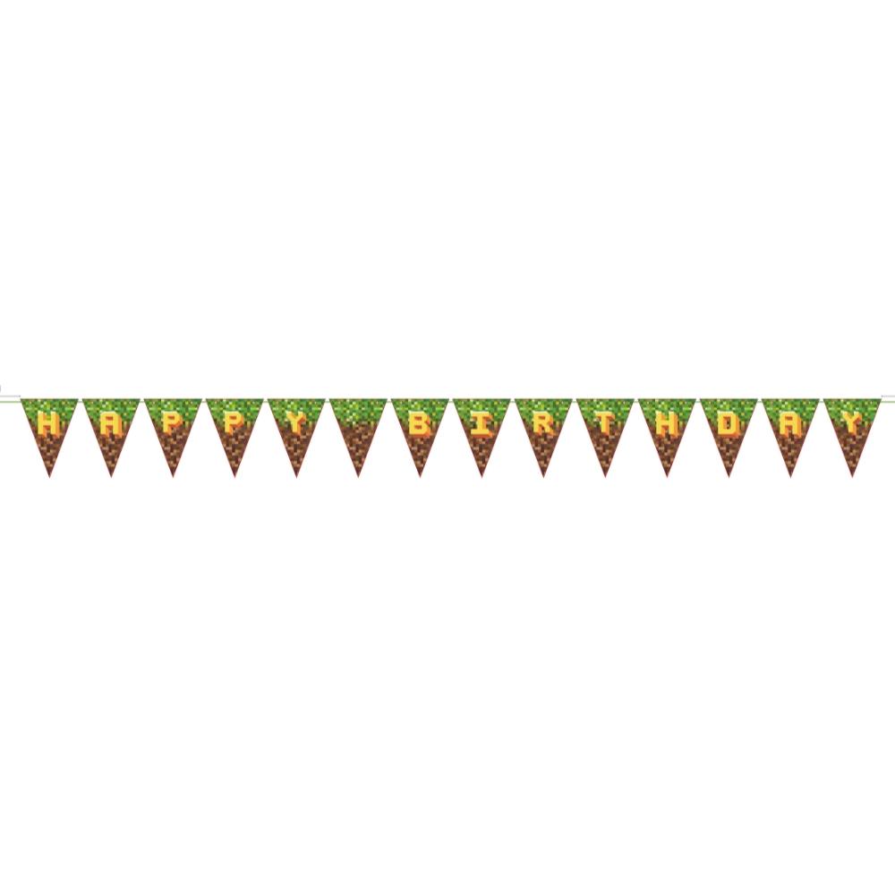 Flaggbanner, pixler - Happy birthday