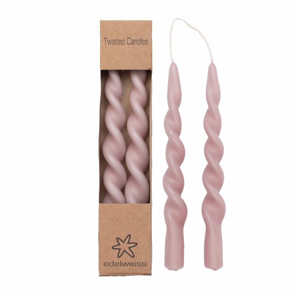 Kronelys med twist, 2 stk stor - Misty Rose