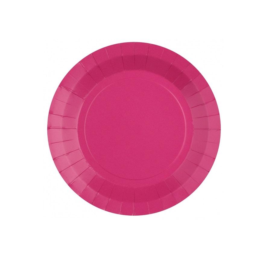 Papptallerkener 22 cm, mørk rosa - 10 stk