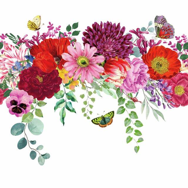 Servietter lunsj, røde blomster – 20 stk