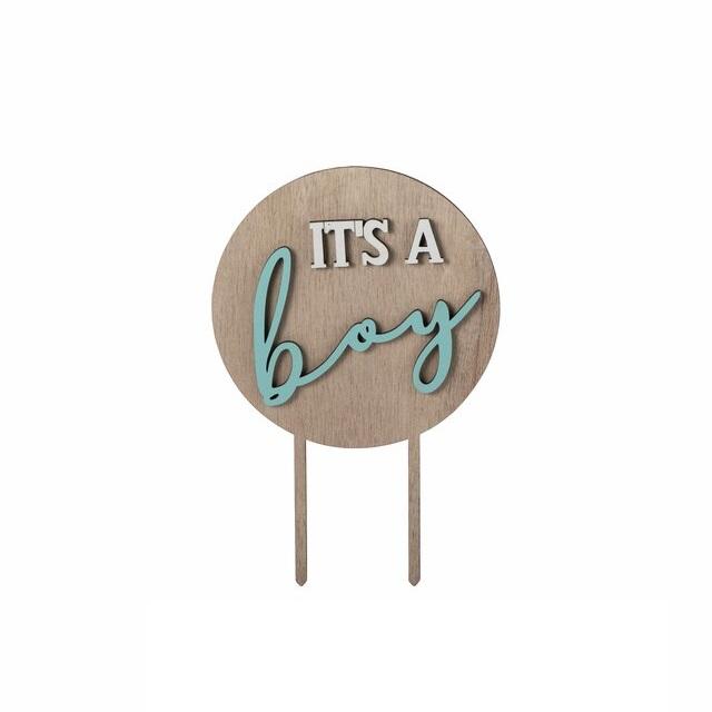 Kakepynt treverk, It's a boy - Blå