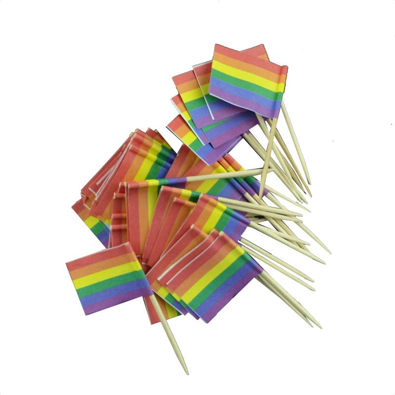 Cocktailflagg regnbue - 50 stk