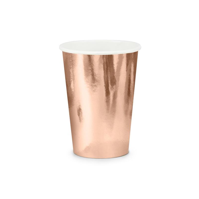 Pappkopper 2,2 dl, metallic rosegull - 6 stk