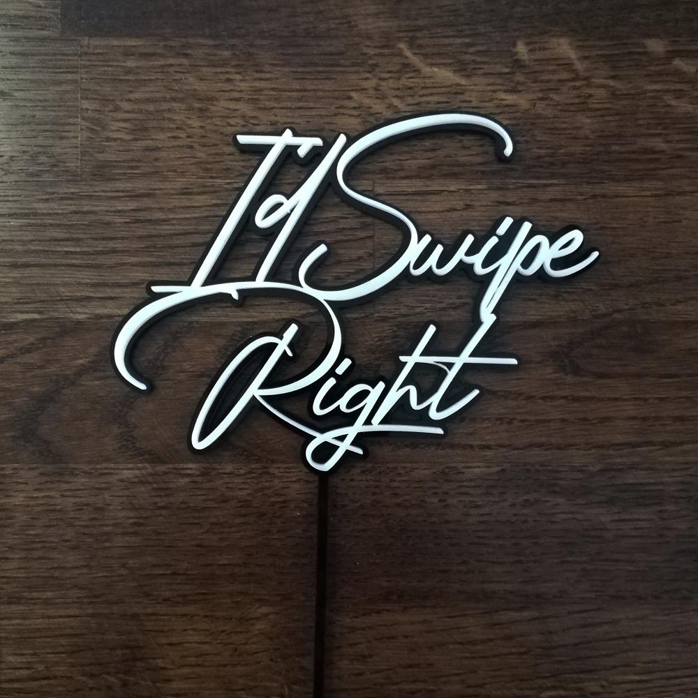 Kakepynt 2 lag, svart - I'd swipe right