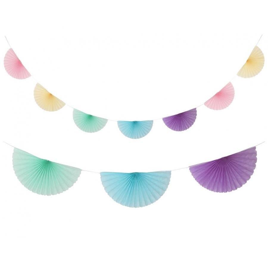 Girlander papirvifter, pastellmiks – 3 meter