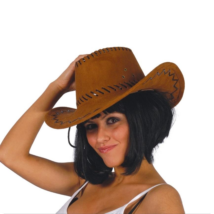 Cowboyhatt - brun med svart søm