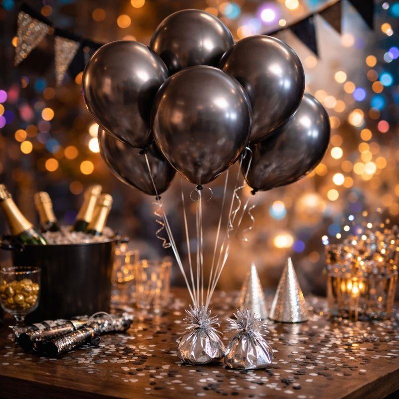 Ballonger chrome space grey, 30 cm - 10 stk