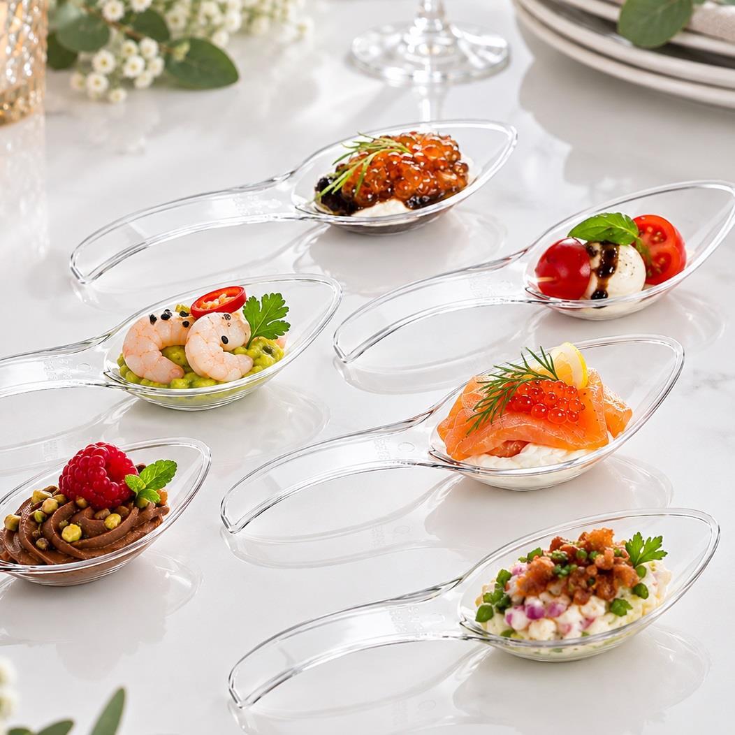 Tapas serveringsskjeer, transparent - 30 stk